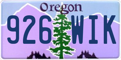 OR license plate 926WIK