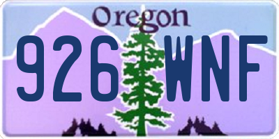 OR license plate 926WNF