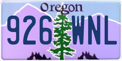 OR license plate 926WNL