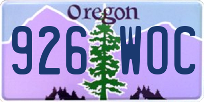 OR license plate 926WOC