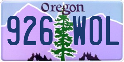 OR license plate 926WOL