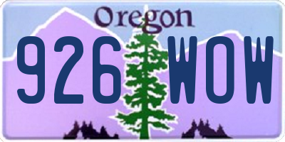 OR license plate 926WOW