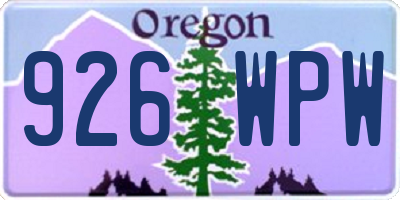 OR license plate 926WPW
