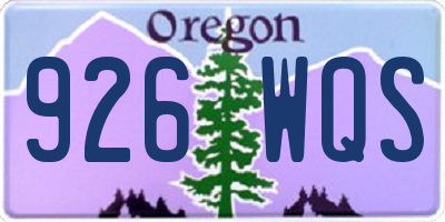 OR license plate 926WQS