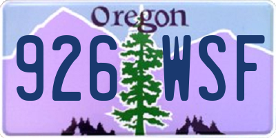 OR license plate 926WSF