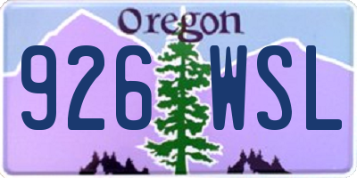 OR license plate 926WSL