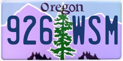 OR license plate 926WSM