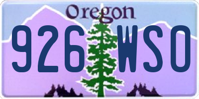 OR license plate 926WSO