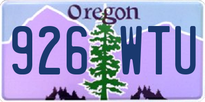 OR license plate 926WTU