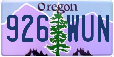 OR license plate 926WUN