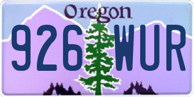 OR license plate 926WUR