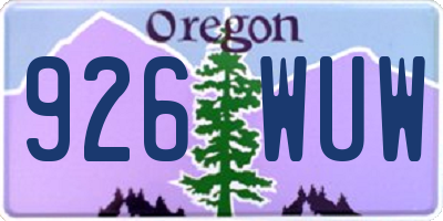 OR license plate 926WUW