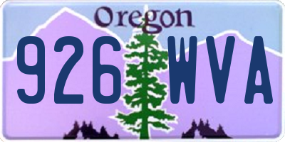 OR license plate 926WVA