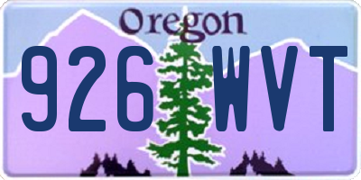 OR license plate 926WVT