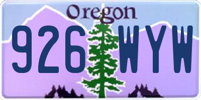 OR license plate 926WYW