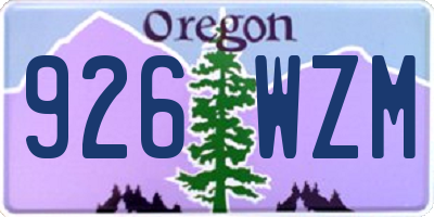 OR license plate 926WZM