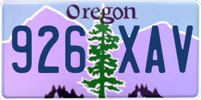 OR license plate 926XAV