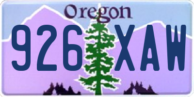 OR license plate 926XAW