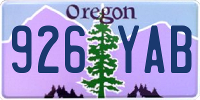OR license plate 926YAB