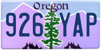 OR license plate 926YAP