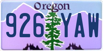 OR license plate 926YAW