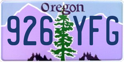 OR license plate 926YFG