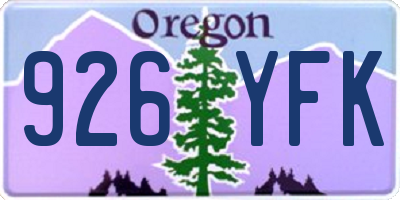 OR license plate 926YFK
