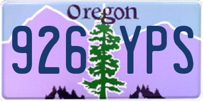 OR license plate 926YPS