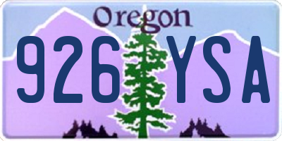 OR license plate 926YSA