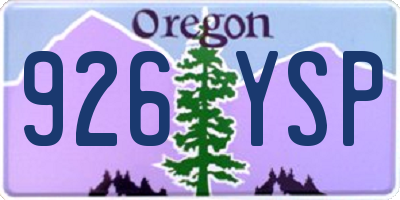 OR license plate 926YSP