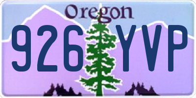 OR license plate 926YVP