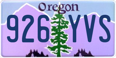 OR license plate 926YVS