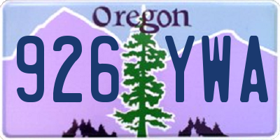 OR license plate 926YWA