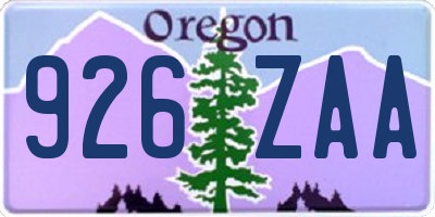 OR license plate 926ZAA
