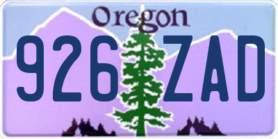 OR license plate 926ZAD