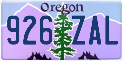 OR license plate 926ZAL