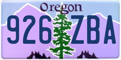 OR license plate 926ZBA