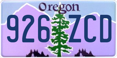 OR license plate 926ZCD