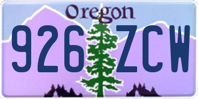 OR license plate 926ZCW