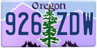 OR license plate 926ZDW