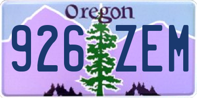 OR license plate 926ZEM