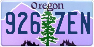 OR license plate 926ZEN