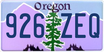 OR license plate 926ZEQ