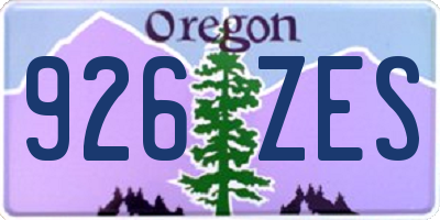 OR license plate 926ZES