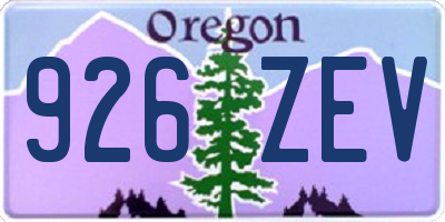 OR license plate 926ZEV