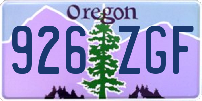 OR license plate 926ZGF