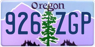 OR license plate 926ZGP