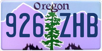 OR license plate 926ZHB