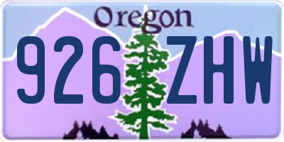 OR license plate 926ZHW
