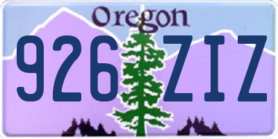 OR license plate 926ZIZ